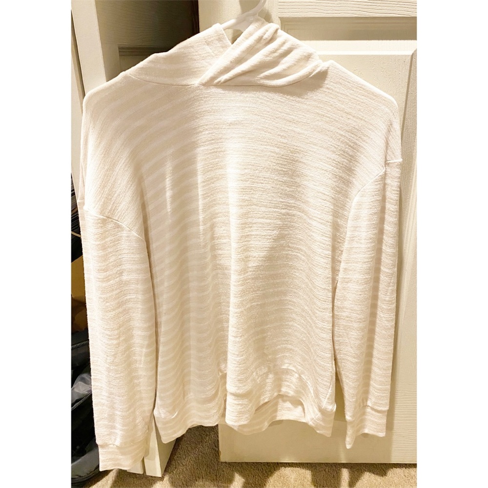 A New Day White Beige Stripe Hoodie Size Small